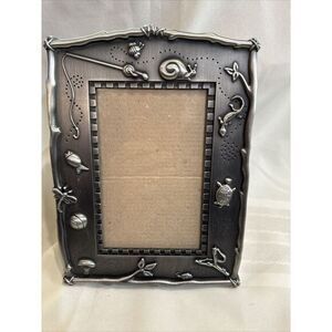 Vintage Burnes Boston Insects Fishing Metal Pewter 6"x4" Picture Photo Frame